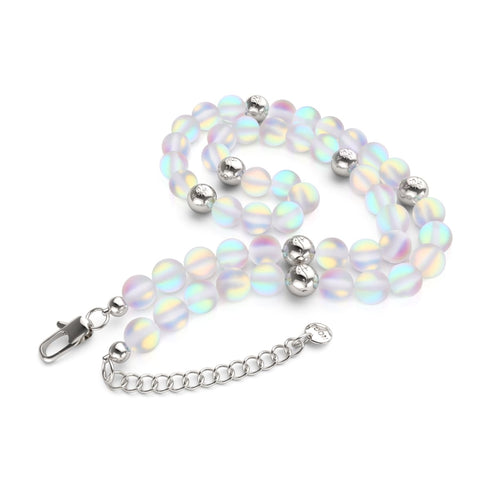 Regenbogenweiß | Silber | Meerjungfrau Glas Statement Halskette